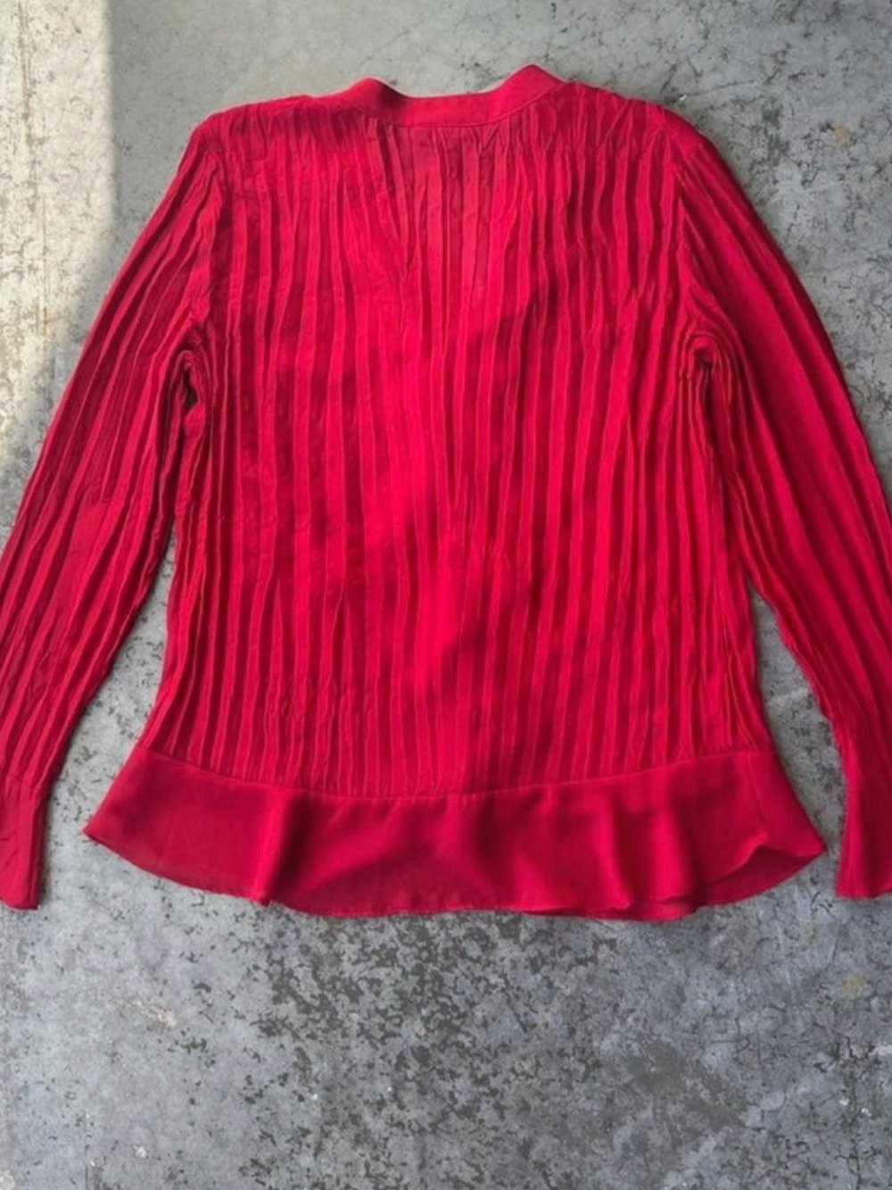 Style & Co. Red Ruffle V-Neck Long Sleeve Blouse - Picture 7 of 9